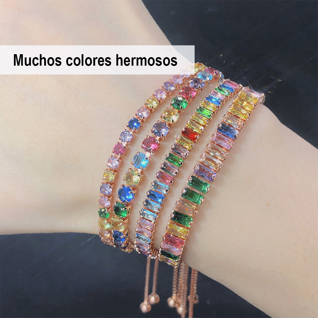 🌈 Pulsera Iónica con Cristales Multicolores para mujer