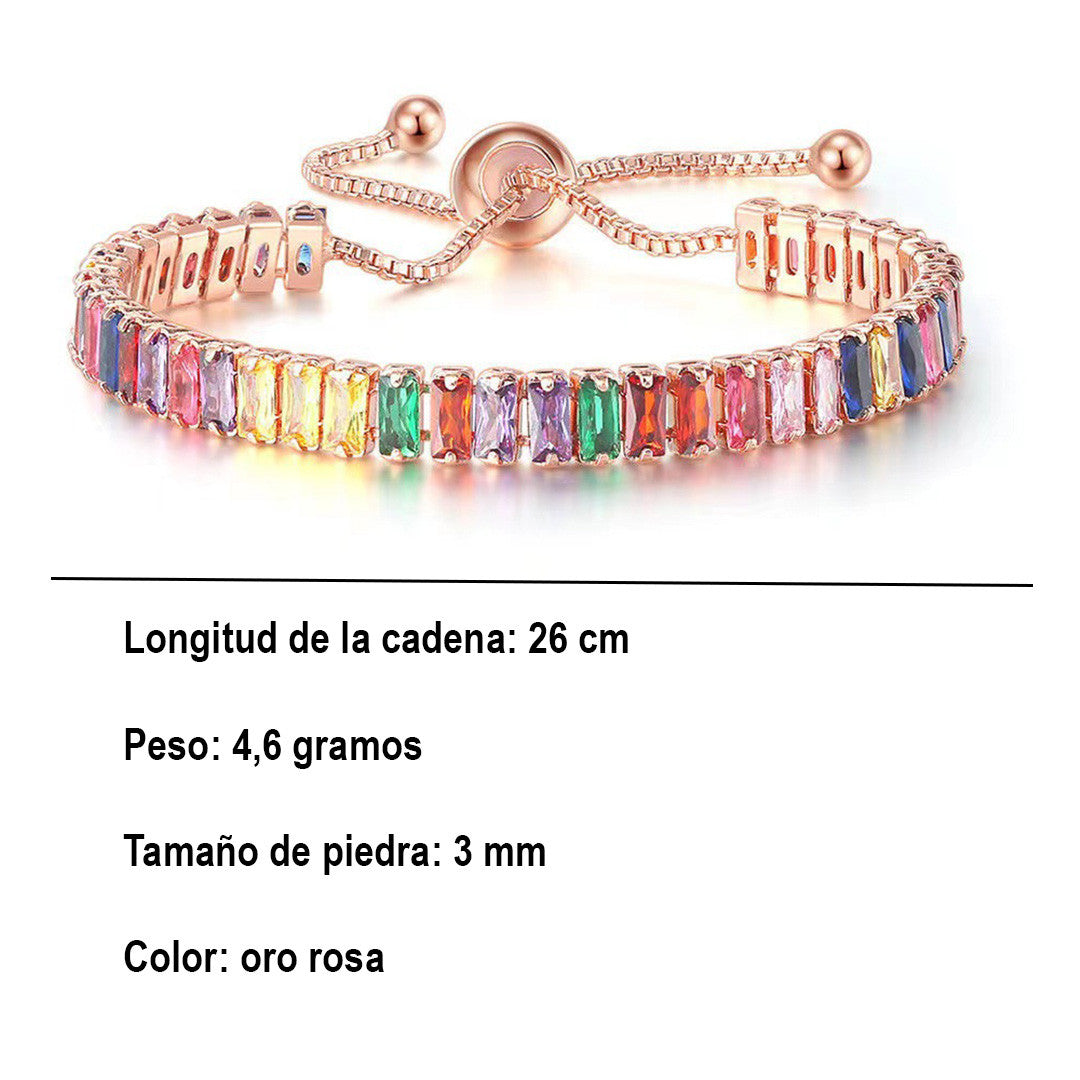 🌈 Pulsera Iónica con Cristales Multicolores para mujer