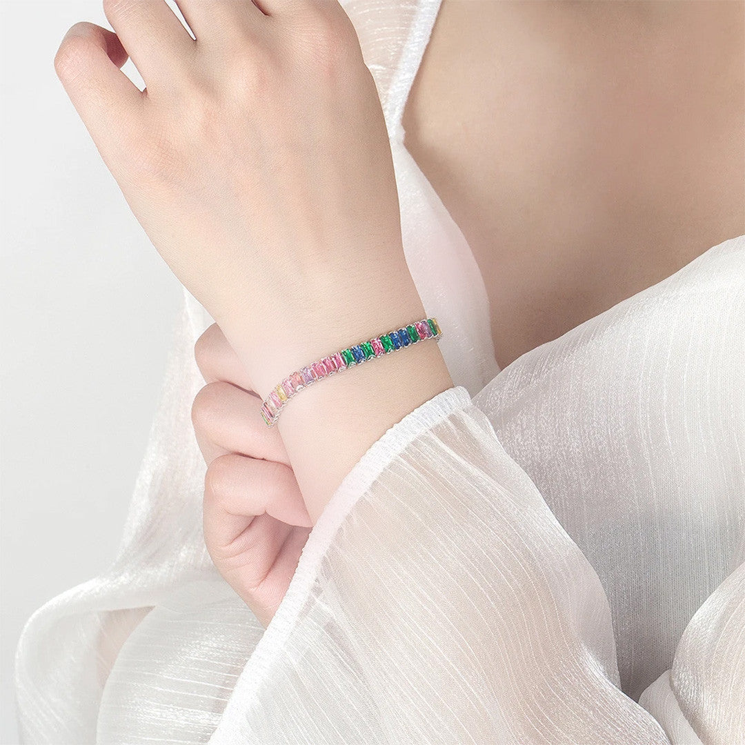 🌈 Pulsera Iónica con Cristales Multicolores para mujer