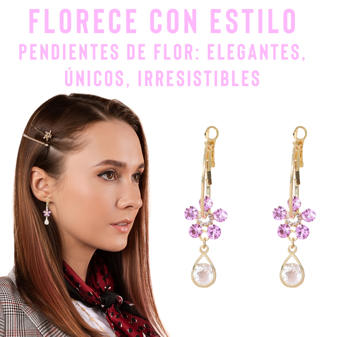 ✨ Pendientes De Cristal Fashion Flower ✨