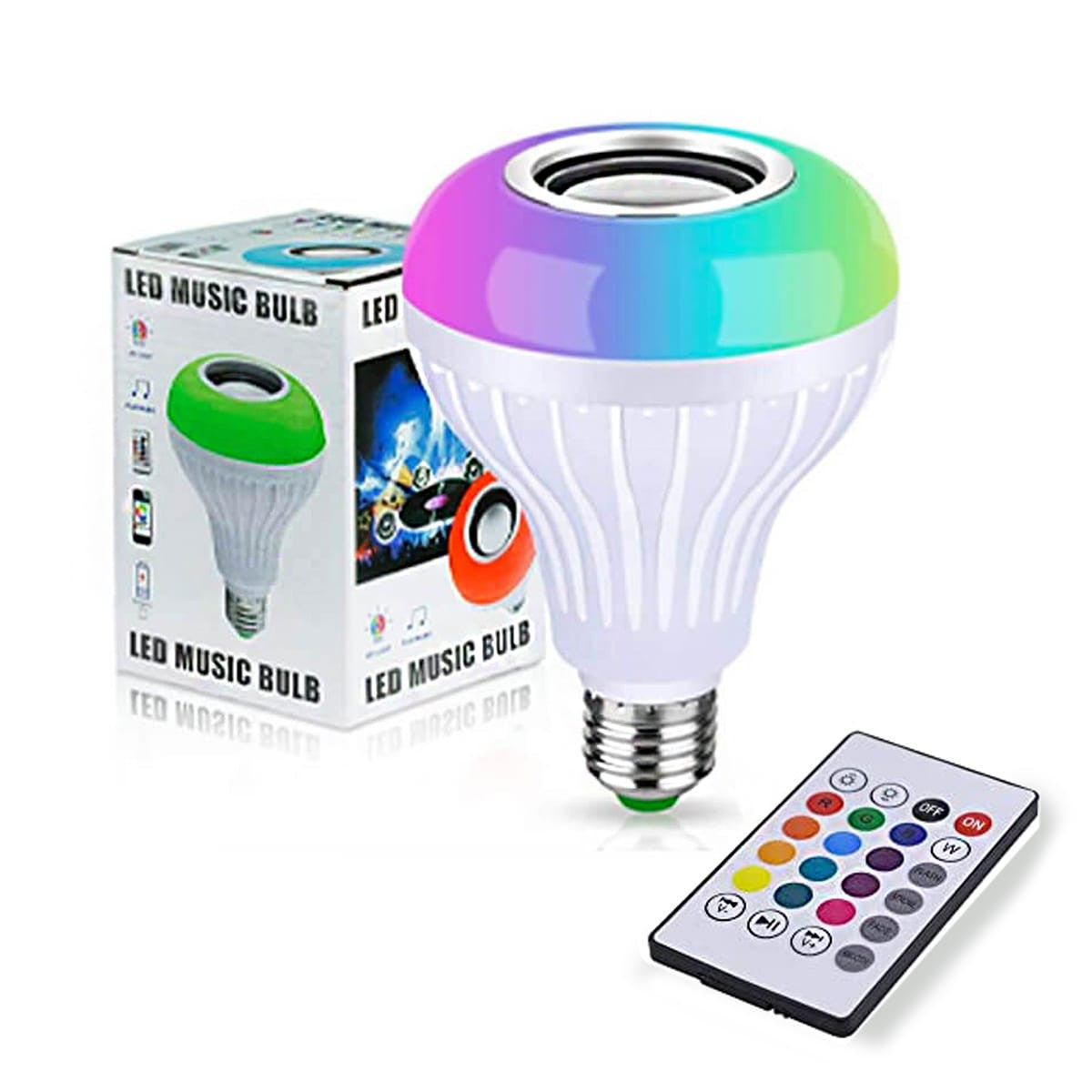 Bombillo LED Multicolor RGB con Parlante Bluetooth y Control Remoto